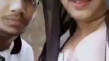 Couple enjoys on terrace in Indian college girl sex video