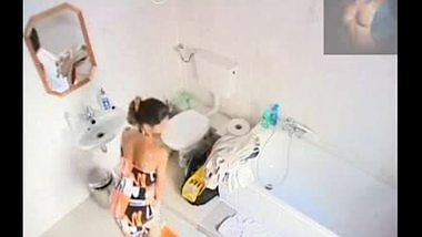 Bathroom Sexy Brunette Change