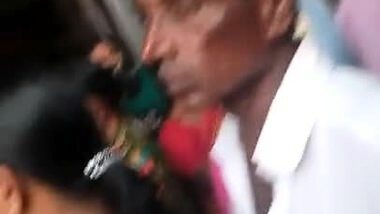 Old groper pushing into aunty ass in crowd part-3