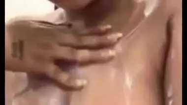 Oasi Das Creaming her big tits with hottest stripping