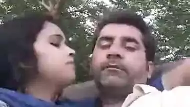 Hot selfie video of a young couple in a park