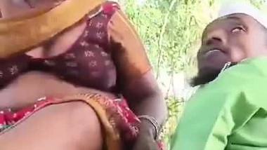 Outdoor sex of a handicapped man with a milf in the jungle