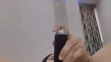 Nude Bhabhi presses boobs and fingers her pussy