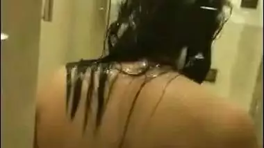 classy desi wife showers at hotel hubby records