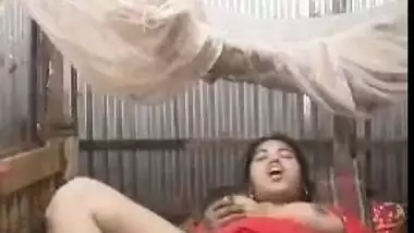 Big-assed Desi whore spreads legs to rub her twat for XXX video