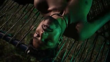 A horny guy bangs his slut GF under the sky at night