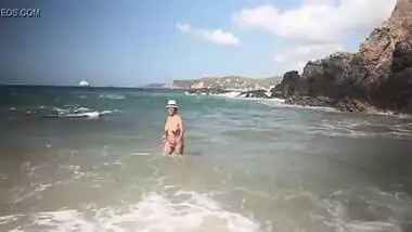 Nude Indian Aunty With Big Boobs Enjoying Beach