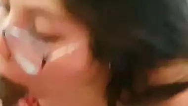 Sexy Indian babe drinks cum after an Indian blowjob