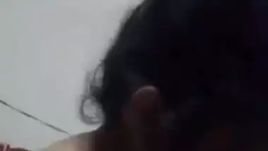 Cute shy girl showing her boobs on video call