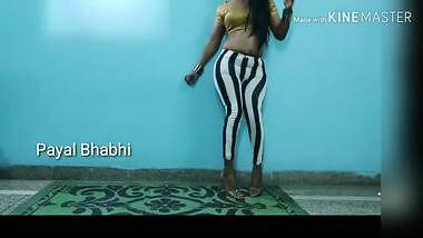 Payal Bhabhi Hot Indian Dancing In Stripe Leggings