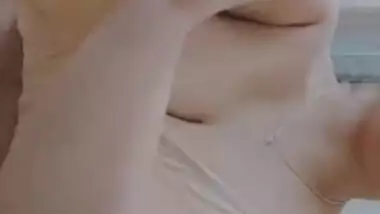 Sexy big boob girl playing with her melons