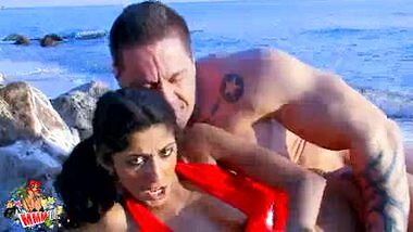 Hot skinny Indian little slut fucked by big cock at the beach