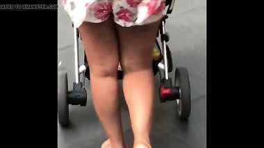 Indian Desi wife walking in shorts public
