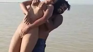 Enjoying with busty Desi slut in river