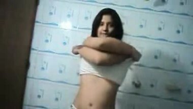 Horny teen enjoying hugging herself