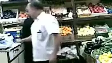 Mature couple enjoy a quick fuck in the super market