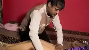 indian aunty massaging and boob press