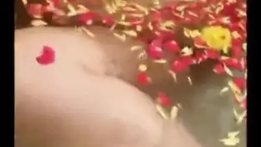 Fantasy wife nude flower bathing