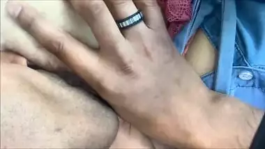 Worshiping Indian huge tits in the public parking lot