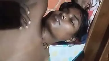 Village wife boob pressed by hubby while sleeping