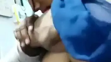 Office manager sucking boobs of his staff