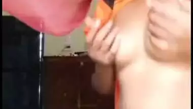 Sexy naughty Bihari wife revealing her assets on cam