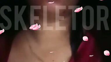 Telugu girl topless sucking her own big boobs MMS