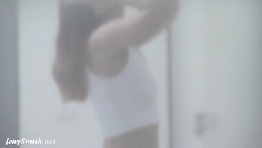 on Jeny Smith thru the window while she take a nude selfies