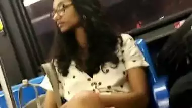 Cute skinny Indian guianesse girl nice legs on the bus