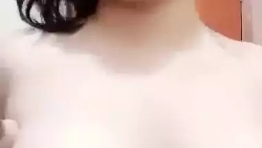 Beautiful girl boobs show selfie video viral MMS