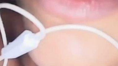 Girlfriend cute boobs showing on video call at night