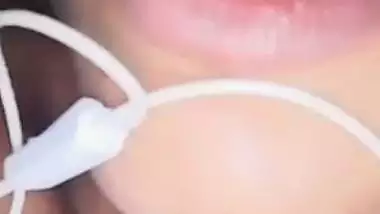 Girlfriend cute boobs showing on video call at night