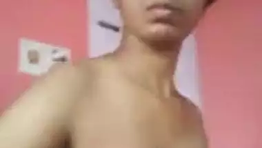 Serious Indian babe takes XXX boobs to light pacing around the flat