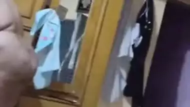 Cunning guy films fat Desi woman walking around room without XXX clothes