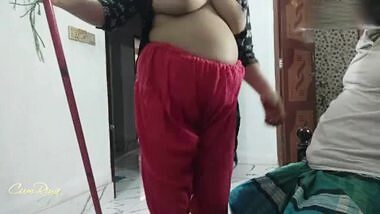 Busty wife helps her husband in jerking in desi couple sex