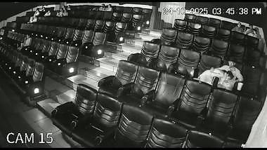 Blowjob in cinema theatre by horny girlfriend