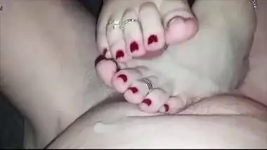 Awesome Footjob By Newly Married Wife
