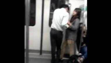 Desi Delhi Metro Boobs Grope Kiss Public Metro Train Caught
