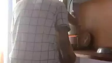 Young Devar fucking Bhabhi in the kitchen while she cooks