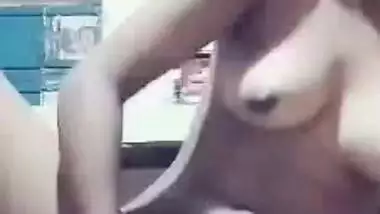Cute horny girl fingering pussy on selfie cam
