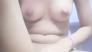 Beautiful small tits girl showing her clean pussy