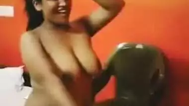 Big-boobed Desi XXX slut girl dancing topless on camera MMS