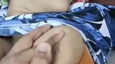 Squeezing a Tamil milf’s milky boobs