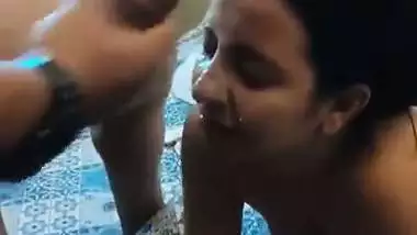 Horny girl take cum both on face