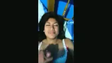 Hot bhabhi feeling the cum on her boobs