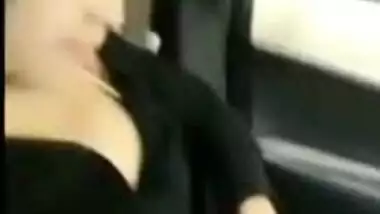 Girlfriend Puffy nipples showing in Car