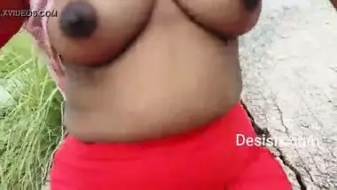 Indian girl showing boobs in park