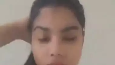 Stunning beauty showing her big boobies on selfie cam