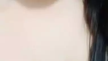 Gorgeous girlfriend naked boobs show selfie for lover